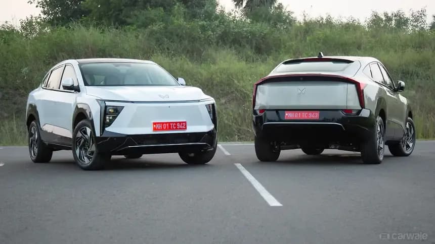Premium futuristic electric SUV parked indoors